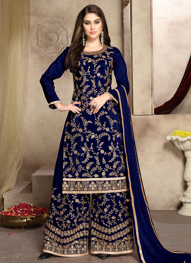 Embroidered Palazzo Suit