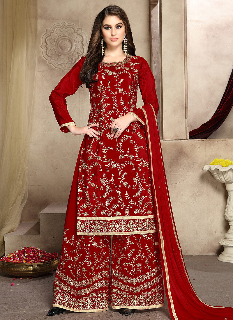 Embroidered Palazzo Suit