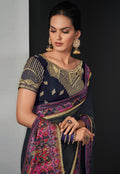 Black Multi Coloured Party Wear Silk Saree