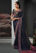 Black Multi Coloured Party Wear Silk Saree