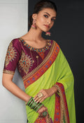 Neon Green Silk Saree In usa uk canada