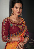 Orange And Maroon Silk Saree In usa uk canada