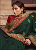Green And Maroon Zari Embroidered Saree