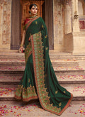 Green And Maroon Zari Embroidered Saree