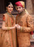Golden Beige And Orange Zari Embroidered Saree