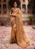 Golden Beige And Orange Zari Embroidered Saree