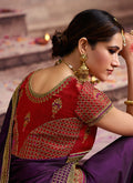 Purple And Maroon Zari Embroidered Saree