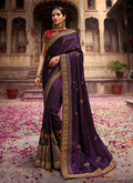 Purple And Maroon Zari Embroidered Saree