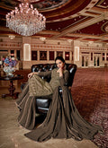 Brown Golden Embroidered Georgette Sharara Suit