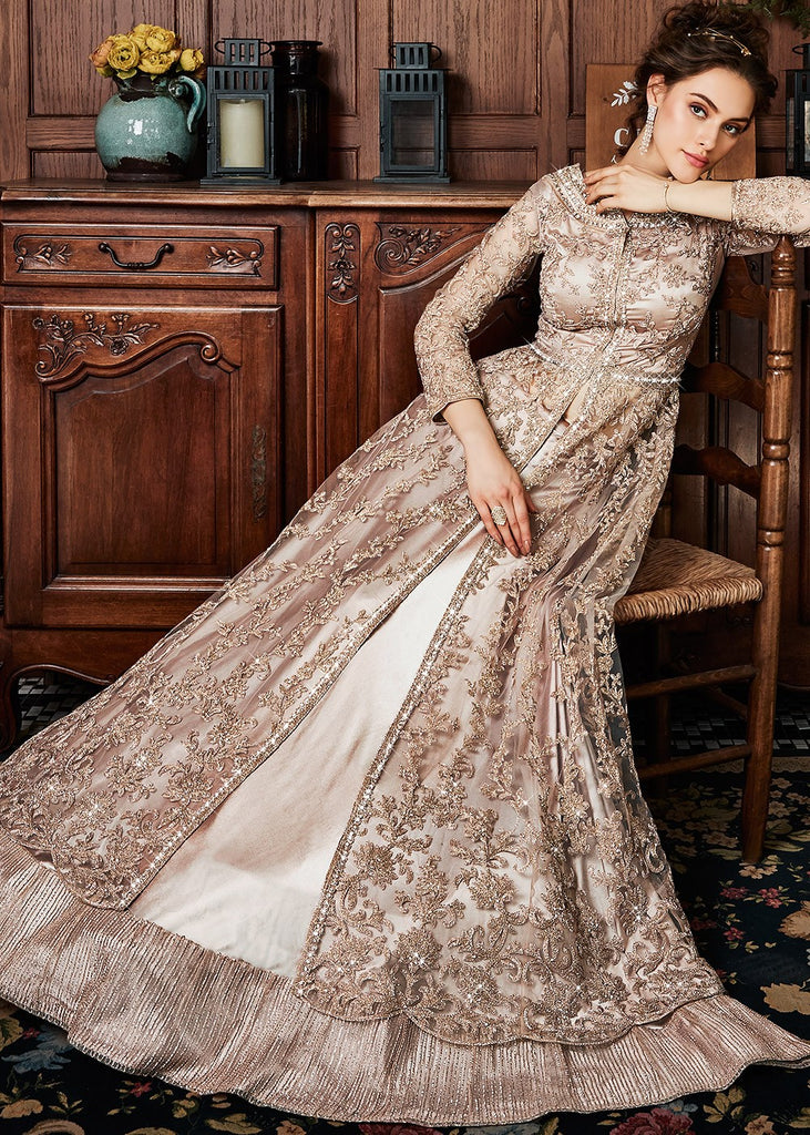 Rose Gold Coppers Embroidered Wedding Lehenga Suit xs Rose Gold Coppers Embroidered Wedding Lehenga Suit xs
