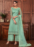 Mint Green Designer Palazzo Suit
