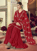 Indian Clothes - Red Golden Designer Gharara Suit