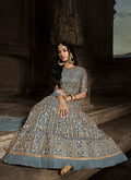 Grey Golden Anarkali Suit In usa uk canada