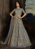 Grey Golden Embroidered Anarkali Suit