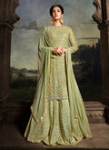 Green Golden Embroidered Sharara Suit