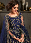 Indian Clothes - Navy Blue Multi Embroidery Wedding Gown