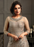 Indian Clothes - Silver Grey Multi Embroidery Designer Wedding Gown