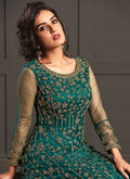 Indian Clothes - Turquoise Multi Embroidery Designer Wedding Gown