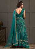 Indian Gown - Turquoise Multi Embroidery Designer Wedding Gown In usa uk canada