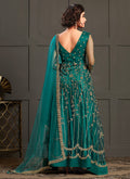 Indian Gown - Turquoise Multi Embroidery Designer Wedding Gown In usa uk canada