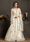 Off White Embroidery Jacket Style Wedding Gown