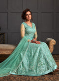 Indian Suit - Aqua Blue Embroidery Designer Wedding Gown