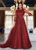 Bridal Red Embroidered Flared Anarkali Suit