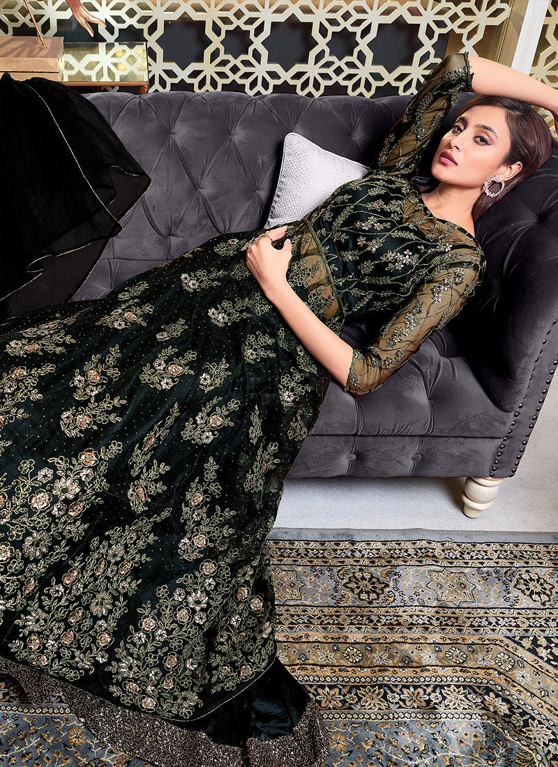 Black Anarkali Lehenga Suit In usa uk canada