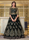 Black Embroidered Flared Anarkali Lehenga Suit