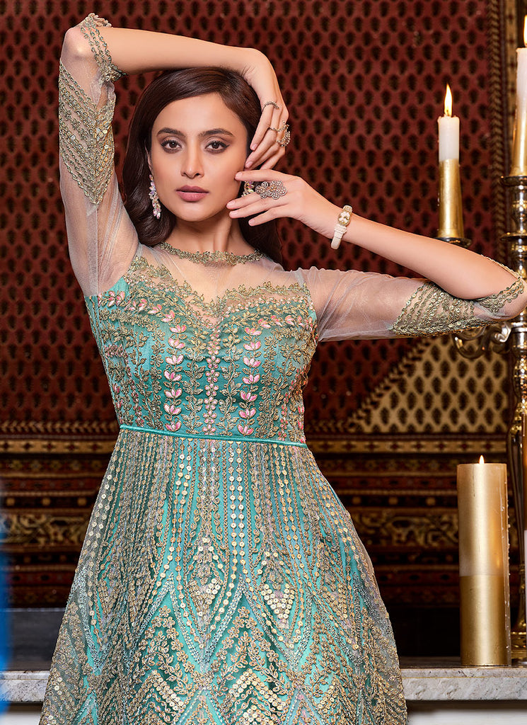 Aqua Blue Anarkali Suit In usa
