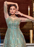 Aqua Blue Anarkali Suit In usa