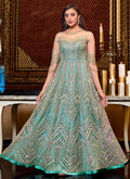Aqua Blue Anarkali Suit In usa uk