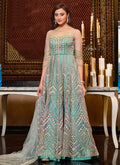 Aqua Blue Embroidered Anarkali Suit
