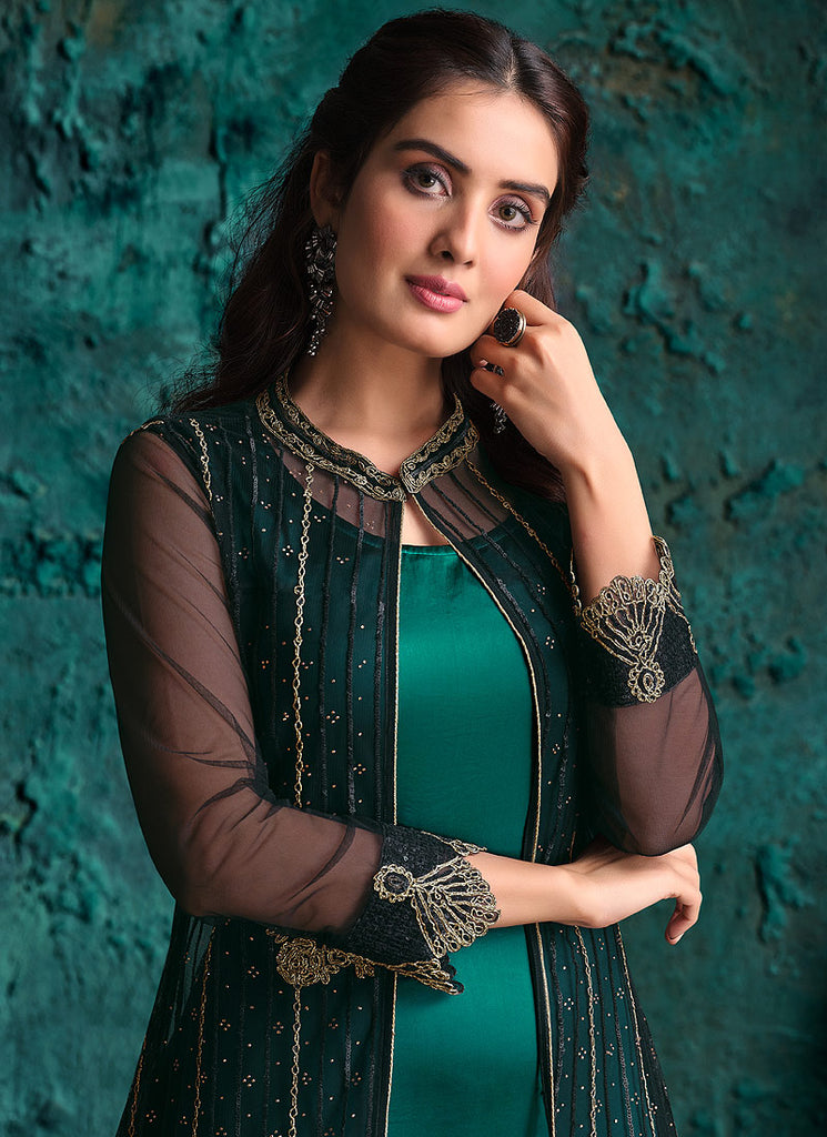 Black And Green Jacket Style Pant Suit In usa