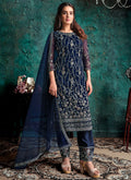 Navy Blue Embroidered Pakistani Pant Suit