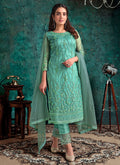 Mint Green Embroidered Pakistani Pant Suit