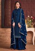 Navy Blue Sequence Embroidered Gharara Suit