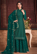 Dark Green Sequence Embroidered Gharara Suit