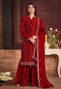 Red Sequence Embroidered Gharara Suit