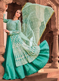 India Suits - Aqua Blue Lucknowi Embroidered Suit 