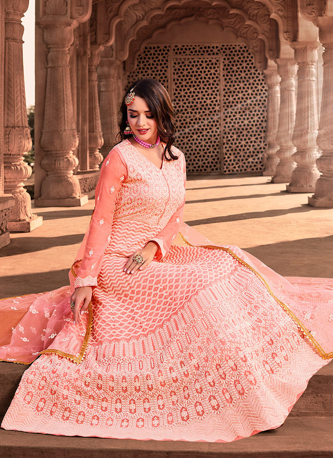 Buy Online Anarkali Suit | Red & Pink Gown – Roop Sari Palace