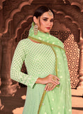 Indian Dresses - Light Green Lucknowi Embroidered Anarkali Suit