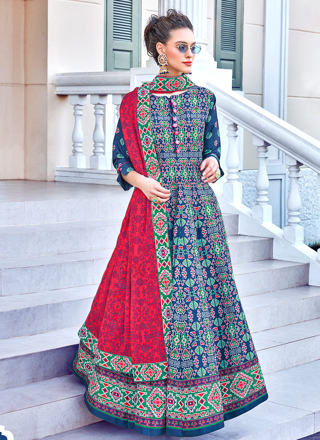 MB Women's Indian Clothing Style Ethnic Kurta Tunic Anarkali 3 piece Suit -  In-Sattva