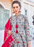 Indian Clothes - White Cotton Silk Anarkali Suit