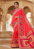 Pink Embroidered Wedding Saree