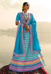 Light Blue Multi Coloured Lehenga Choli