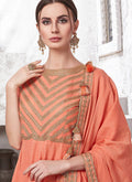 Orange Ethnic Embroidered Designer Anarkali Suit