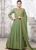 Green Ethnic Embroidered Designer Anarkali Suit