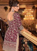 Indian Dresses - Wine and Cream  Palazzo Salwar Suit