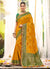 Yellow And Green Silk Saree